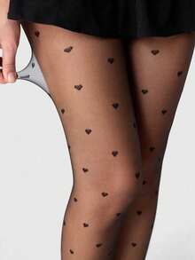1 Pair Sexy Women's Polka Dot/Vertical Stripes Patterned Thigh High StockingsBlack Tights, Suitable For Women Party Outfit, Attractive Thigh High Socks