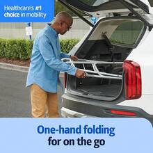 Medline Caminador plegable de dos botones con ruedas, metálico, 1 unidad - Metálico - Ver 5