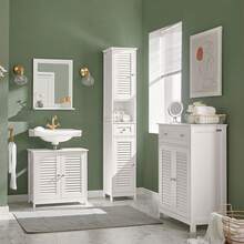 SoBuy FRG237--W, Under Sink Cabinet Bathroom Vanity Unit Bathroom Storage Cabinet With Double Shutter Doors, Suitable For Pedestal Sinks, White Home Bathroom Decor Bathroom Organizer Summer Bathroom Accessories - White - View 10