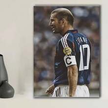 Framed Zinedine Zidane #10 Football Star Canvas Poster -  Framed Wall Art, Modern Sports Decor For Bedroom, Living Room, Office, Or Cafe - Elegant Soccer Player Artwork, Football Room Decor,Room Decor. - 框架 - 查看 1