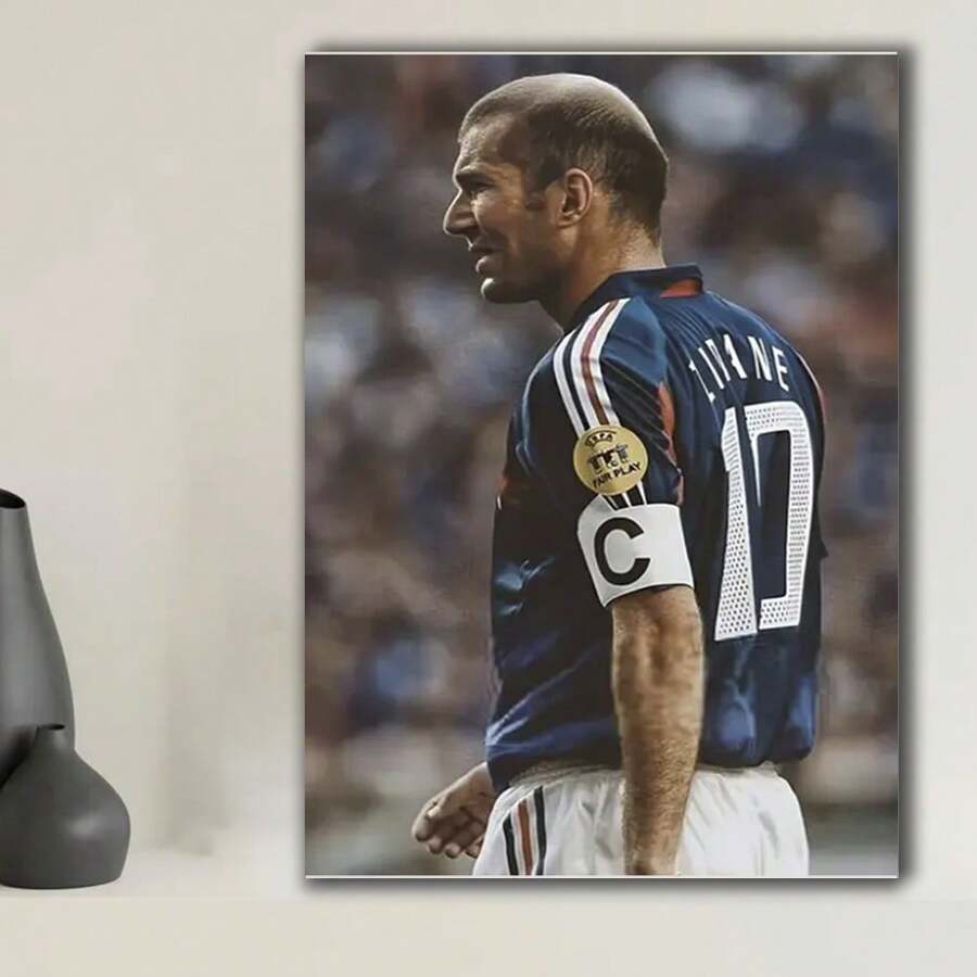 Framed Zinedine Zidane #10 Football Star Canvas Poster -  Framed Wall Art, Modern Sports Decor For Bedroom, Living Room, Office, Or Cafe - Elegant Soccer Player Artwork, Football Room Decor,Room Decor. - 框架 - 查看 1