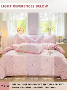 3 件轻质超细纤维羽绒被套套装，AB 版花卉心形郁金香印花图案 - 柔软床上用品套装，3 件套（1 个羽绒被套、2 个枕套，不含填充物），适用于卧室/旅行/宿舍（男孩/女孩）