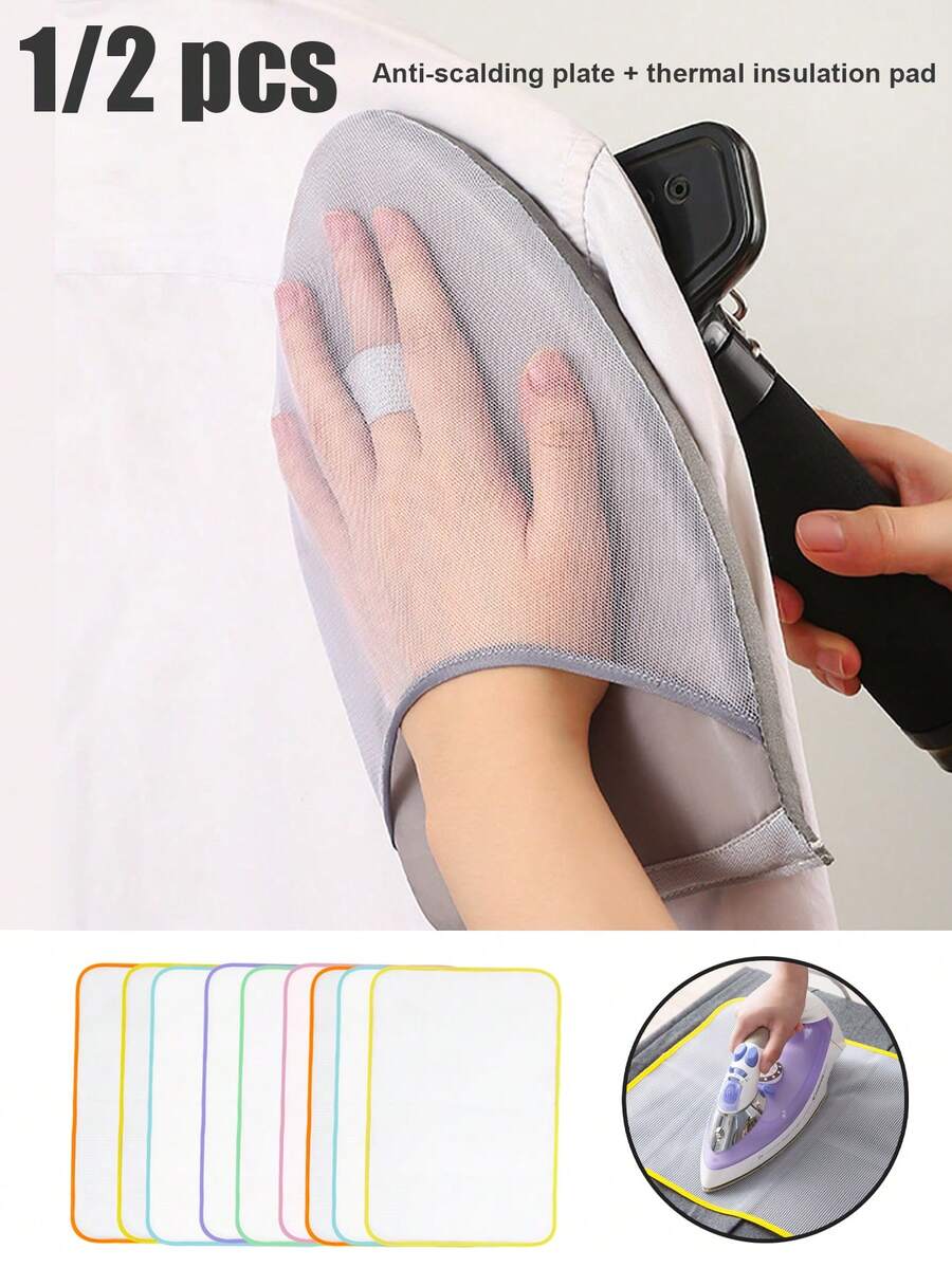 家用手持防烫熨衣板，衣服熨衣板挂烫机，海绵隔热手套，耐热熨烫垫，保护双手免于烫伤，操作简便，涤纶网垫，蒸汽熨斗防护布，适用于衣物和表面，易于清洁 - 彩色 - 查看 1