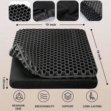 Gel Seat Cushion, Double Thick Egg Gel Cushion For Pressure Pain Relief, Breathable Wheelchair Cushion Chair Pads For Car Seat Office Chair (16x14x1.65inch)-973700 - 2-黑色超大1919165英寸 - 查看 6