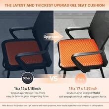 19.7" Gel Seat Cushion, Super Large & Thick Office Chair Cushion For Long Sitting - Back Hip Tailbone Pain Relief Cushion, Egg Seat Cushion Desk Chair Pads For Cars Wheelchair - Fits Up To 350 Lbs-222684 - 橙色較大 - 查看 3