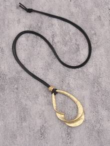 1 件简约扭曲圆形吊坠长项链，高端小众串珠颈链，男女通用情侣项链，中东风格金银色配饰，适合日常约会，送给女朋友/男朋友的礼物 - 蠟繩 - 查看 28