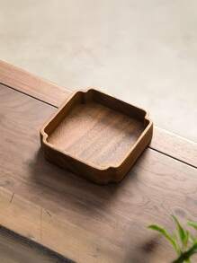 1pc Wooden Bowl, Creative Walnut Wooden Fruit Bowl With Handle, Wooden Cartoon Snack Tray