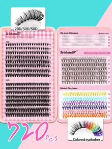 Waloshow School Makeup 640pcs 800pcs Lash Clusters ,30D 40D 50D 100D Lashes Eyelashes, D Curl Pestañas With Natura Lashes Cluster Eyelash, 0.07 Cluster Lashes Fake Eyelashes, Super Soft Eyelash Clusters Book,Makeup Tools Back To School - Hồng - Xem 8