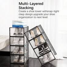 12/24pcs Shoe Boxes Thick Transparent Plastic With Lidsz, Foldable Stackable Shoe Rack, Plastic Sneaker Container, Space Saving Storage Organizer, Suitable For Foyer, Bedroom, Home, Dormitory, Etc