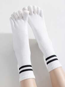 Chaussettes mi-mollet pour les orteils en automne/hiver, chaussettes de yoga. Anti-dérapantes pour le Pilates, le yoga, les sports et la fitness. Confortables, douces, avec des points en silicone antidérapants. Chaussettes de compression pour l'intérieur et l'extérieur.