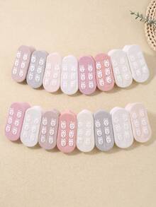 16双防滑硅胶袜，可爱小熊图案，适合女婴和幼儿——可爱新款秋季休闲室内袜。亲肤、柔软、舒适、百搭，是学生的理想之选，非常适合日常穿着、度假、旅行以及秋冬季返校穿搭。 - 彩色 - 查看 4