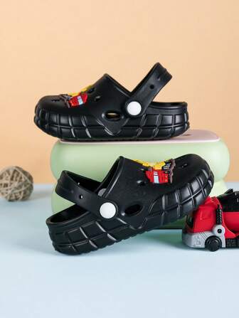 Kids Cute Printed Sandals, Fashion Thick-Sole Slippers, Waterproof Outdoor Beach Shoes, Closed Toe Breathable Slides