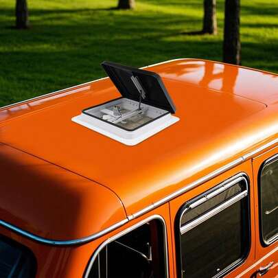 Tettuccio apribile per camper, tettuccio apribile 35*35 cm, tettuccio apribile ventilato per camper con ventola e zanzariera, finestra scorrevole impermeabile e resistente ai raggi UV, apertura e chiusura con la semplice pressione di un pulsante