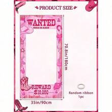 Trang trí tiệc chủ đề cao bồi cỡ lớn - Gian chụp ảnh cao bồi miền Tây màu hồng, phông nền chụp ảnh cắt hình vui nhộn, biểu ngữ cao bồi miền Tây, thích hợp cho trang trí tiệc sinh nhật ngoài trời. - Hồng - Xem 3