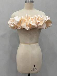 One White Satin Strapless Bridal Accessory Shawl With Adjustable Back For Wedding Dress Valentine's Day Valentines Fall Clothes For Women - Multicolor - View 27