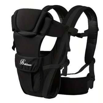 1pc Adjustable & Breathable Baby Carrier, Black, Suitable For Daily Use And Travel