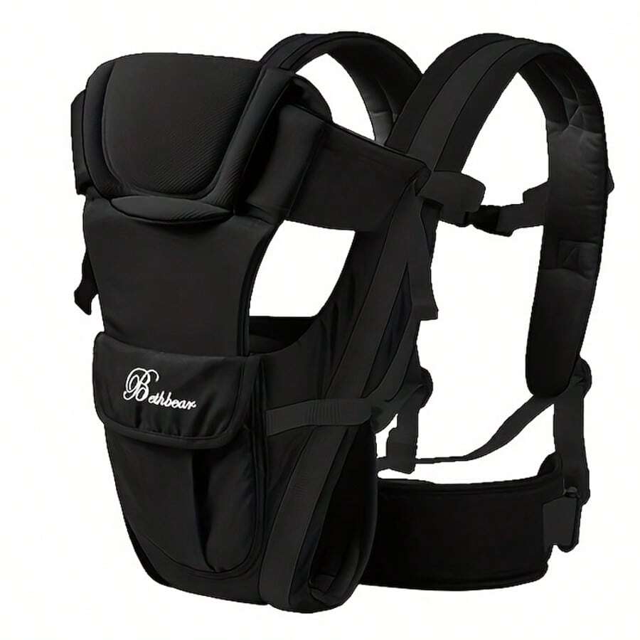 1pc Adjustable & Breathable Baby Carrier, Black, Suitable For Daily Use And Travel