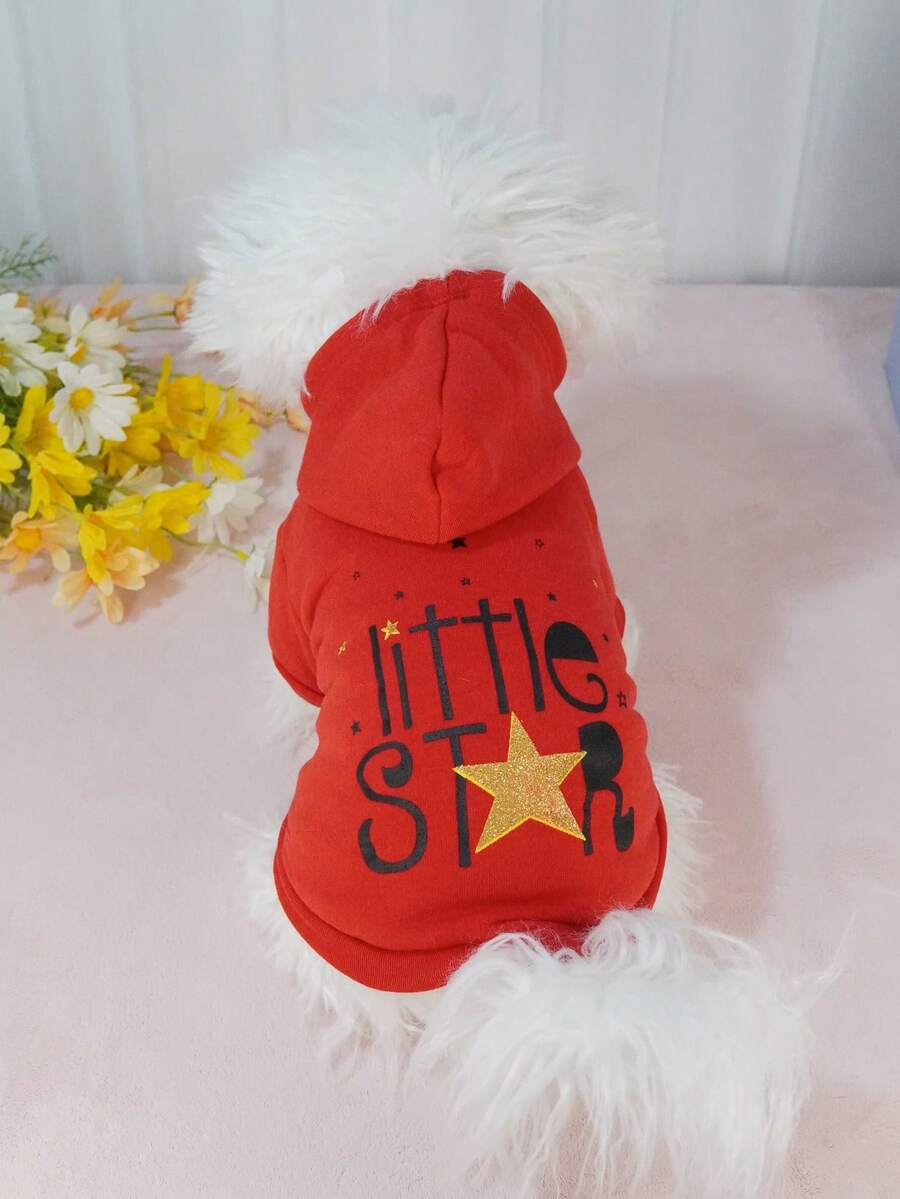 Red Star Hoodie Sweatshirt Outerwear For Pets, Pomeranian & Poodle