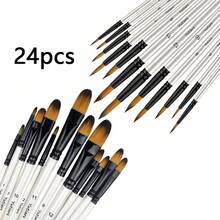 Yutiars 48支专业艺术家画笔套装,采用优质木柄和尼龙刷毛制成 - 包括圆头笔、榛形笔、平头笔和斜角笔,适用于丙烯画、水彩画、油画和工艺品 - 是艺术家和艺术爱好者的理想之选,是艺术用品的完美选择。 - 彩色 - 查看 18
