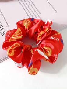 6pcs Minimalist Fashion Personalized Funny Halloween Atmosphere Satin Fabric Pumpkin, Skull, Spider, Ghost High Elastic High Ponytail Hair Scrunchies For Women, Suitable For Halloween Wear, Washing Face, Hair Accessories, Hair Ties, Scrunchy Hair Ties, Sport ,Head Piece