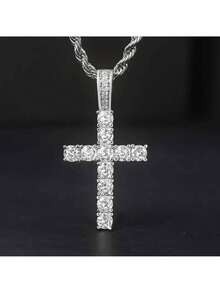 Dây chuyền xoắn Huitan 60cm, mặt dây chuyền hình thánh giá đính đá Cubic Zirconia thời trang unisex, quà tặng cho người yêu. - Nhiều màu - Xem 1