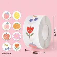 500 Peças/Rolo Adesivos de Recompensa Fofinhos de Morango Scrapbooking, Adesivos de Envelope de Frutas para Festa de Aniversário, Lembrancinhas, Produtos de Panificação