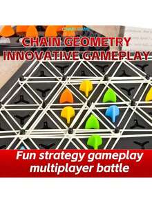 链式三角棋游戏，棋盘游戏，2 至 4 人玩，非常适合家庭，家庭趣味夜棋套装，互动头脑风暴游戏，派对游戏，生日礼物 - 彩色 - 查看 8