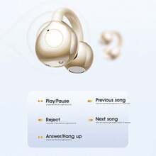 Lenovo 联想 TA410 无线开放式耳机，蓝牙 5.4，骨传导，触控，长效电池寿命，降噪麦克风，防水，适合运动、音乐、办公、游戏，可作为礼物 - 米色 - 查看 8