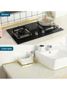 1条3米/118.11英寸自粘填缝条，PVC装饰胶带，室内装饰条，墙贴，角条，家居装饰，花园用即撕即贴海报 - 彩色 - 查看 8