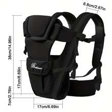 1pc Adjustable & Breathable Baby Carrier, Black, Suitable For Daily Use And Travel