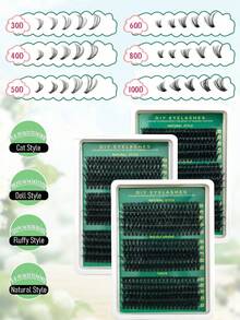 270/290/300pcs Eyelash Clusters, 30D40D50D/40D+60D+80D/60D+80D+100D DIY Eyelash Extension, Faux Mink Lashes - Premium D-Curl Fluffy & Natural Lash Clusters, Suitable For DIY Eyelash Extension - Reusable, Lightweight & Easy To Use. - D - 查看 4