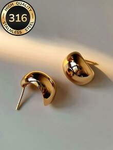 Pendientes de gota chapados en oro de 18K de acero inoxidable para mujeres, de baja alergia, antidecoloración, cómodos y versátiles, minimalistas y elegantes, adecuados para uso diario o fiestas, joyería de moda de alta calidad, regalo ideal para mujeres - Plateado - Ver 11