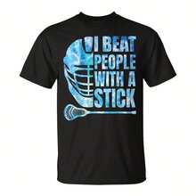 Lacrosse- Lax I Beat People With A Stick Boys Youth  T-Shirt220G Heavyweight 100% Cotton T-Shirt. Cu39 - 黑色2 - 查看 1