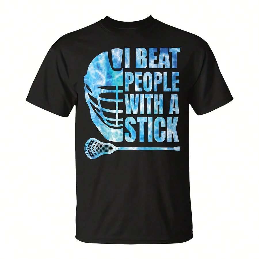 Lacrosse- Lax I Beat People With A Stick Boys Youth T-Shirt220G Heavyweight 100% Cotton T-Shirt. Cu39 - 黑色2 - 查看 1
