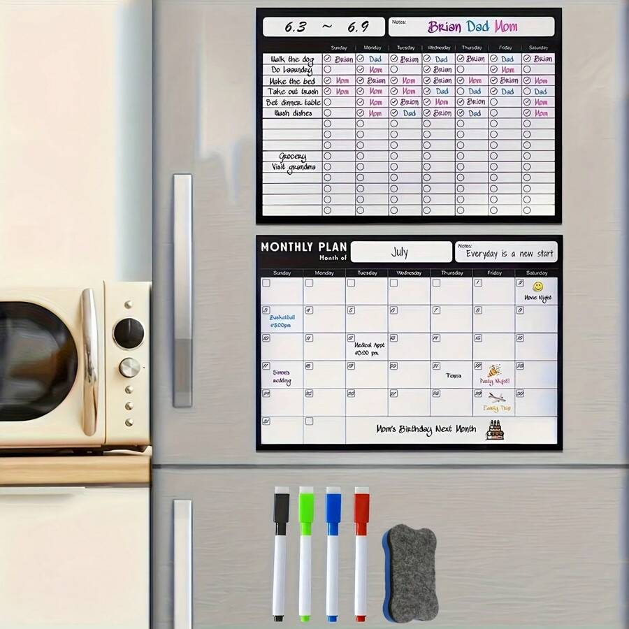 Refrigerator Magnetic Calendar, Dry Erase, For Refrigerator Purchases, Kitchen Event Planning .
