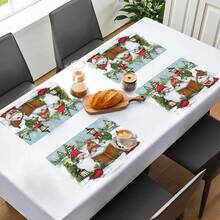 1pc/4pcs/6pcs Christmas Gnome Pattern Linen Placemats, Christmas Decor, Christmas Gift, Suitable For Dining Table, All Season Decoration, Washable Tablemats, Room Decor, Placemats, Coasters, Kitchen Dining Table Mats, Indoor Outdoor Party Decoration, Home Decor, Ideal Gift - Multicolor - View 15