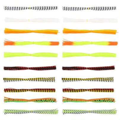20 Pcs Bundles 40 Strands Silicone Skirts Silicone Jig Skirts Replacement Part DIY Fishing Lure Making Supplies Soft Skirt For Spinnerbait Buzzbait Fishing Bass Jig Lures