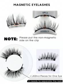 2 Pairs Magnetic Eyelashes False Lashes Repeated Use Eyelashes Waterproof With Magnetic Eyelashes Tweezers Makeup Set - Black and White - View 2