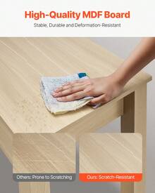 Small Desk With Drawers, Kids Desk For Bedroom, Modern Simple Study Table For Drawing, Reading, Writing, Rectangle MDF Furniture Study Storage Table For Home, Office, Light Wood - Maple - View 3