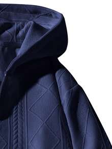 男士休闲纯色连帽衫，秋季 - 藏蓝色 - 查看 5