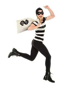 4pcs Thief Costume Set - Canvas Bag, Gloves, Eye Mask, Hat, Burglar Prisoner Cosplay Outfit, Unisex Fashion Basic Style For All Seasons - Multicolor - View 3