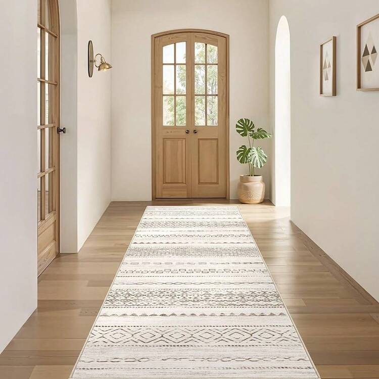 Alfombra de área Nakagishi para sala de estar: 5x7 lavable, boho, grande, neutra, de granja, suave, marroquí, resistente a las manchas, alfombra interior para dormitorio, guardería, sala de juegos para niños, oficina, comedor, decoración del hogar - Marrón - Marrón tostado - Añade 5