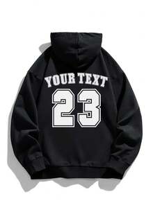Customized Women's Zip-Up Hoodie/Any Text Can Be Customized - Customize Your And Their Text/Your Pet's Name/Lover's Name/Text/Work Uniform Design/Dance Troupe Logo/Couple/Parent-Child/Best Friend/Beloved Child/Boyfriend Or Girlfriend, Winter Long Sleeve Sweatshirt/Couple/Parent-Child Set/Thanksgiving/520, No Restrictions, Welcome To Customize - Black - View 3
