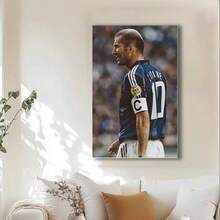 Framed Zinedine Zidane #10 Football Star Canvas Poster -  Framed Wall Art, Modern Sports Decor For Bedroom, Living Room, Office, Or Cafe - Elegant Soccer Player Artwork, Football Room Decor,Room Decor. - 框架 - 查看 4