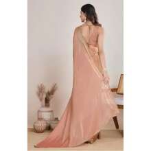 Estationeryhouse Designer Shiny Two Tone Soft Tissue Silk Saree With Antique Embroidered Border, Blouse Piece Included(Dusty Pink) - Dusty Pink - View 3