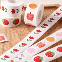 500 Peças/Rolo Adesivos de Recompensa Fofinhos de Morango Scrapbooking, Adesivos de Envelope de Frutas para Festa de Aniversário, Lembrancinhas, Produtos de Panificação