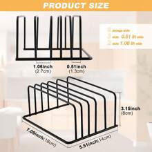 1pc Cutting Board Storage Box, Cutting Board Rack Stand With 1.0 And 0.6 Inch Wide Slots, Cutting Board Holder, Cutting Board Storage Rack, Cabinet Baking Organizer, Kitchen Accessories, Kitchen Storage - Black - View 2