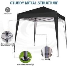 MCC Direct Pop-Up Gazebo 2m X 2m With Sides Silver Protective Layer Waterproof Marquee Canopy WS - Black - View 5