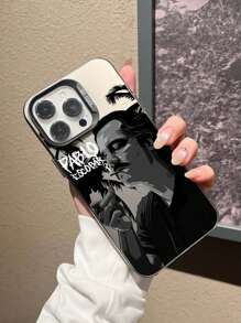 1 件眨眼男人肖像拼色图案印花时尚英文字母防摔手机壳，适用于 iPhone11/12/13/14/15/16/16PRO/16PROMAX - 彩色 - 查看 3