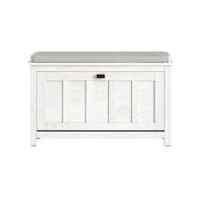SoBuy Hallway Shoe Bench Shoe Rack Shoe Cabinet With Flip-Drawer And Seat Cushion Vintage White W80 X D30 X H50cm FSR161-W - 白色 - 查看 4